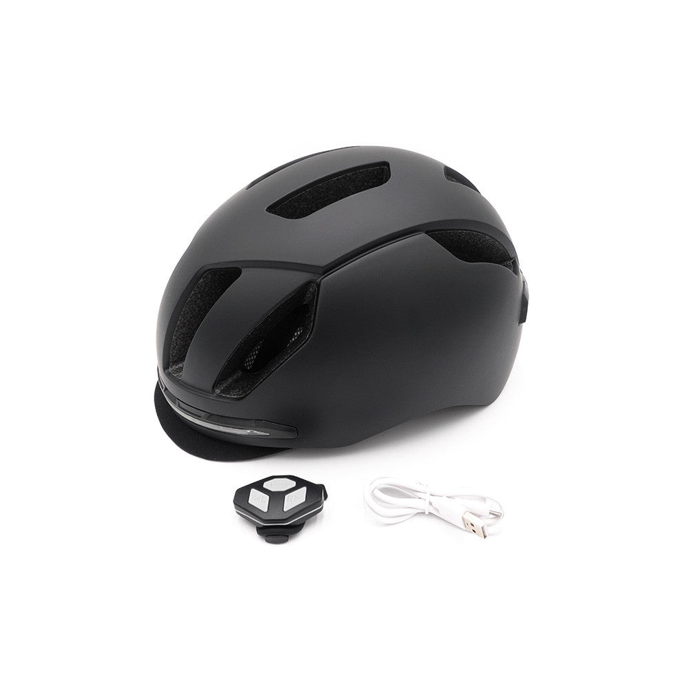 Casque velo / trottinette noir avec LED et telecommande guidon